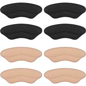 New Makryn 4 Pair Set Black Tan Foam Heel Pads for Shoe That are Too Big Inserts